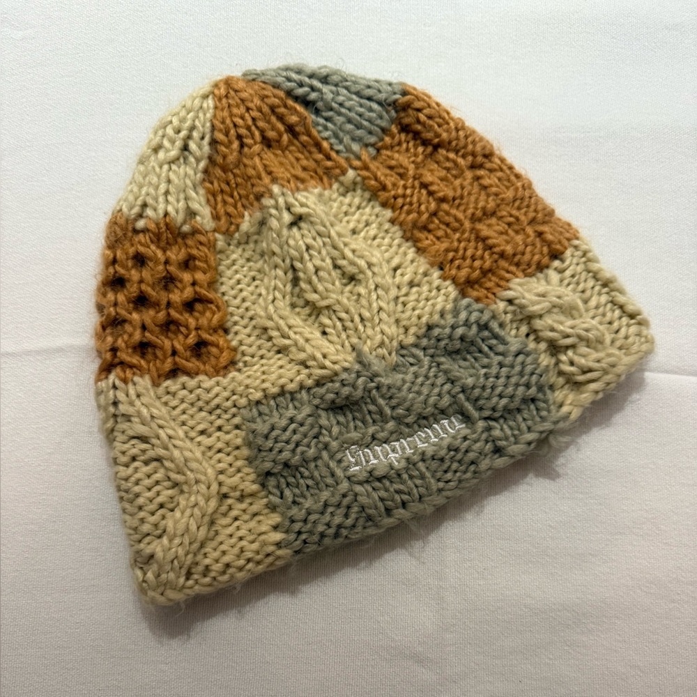 Men’s Supreme Hand-stitched Beanie (Rust /Sage / Cream)